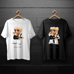 طرح لایه باز خرس تدی با طرح الویس پریسلی برای چاپ روی انواع تیشرت